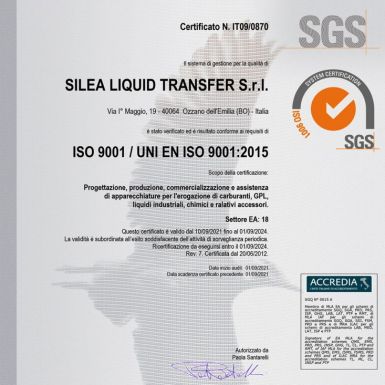 SILEA LIQUID TRANSFER: TOP QUALITY CERTIFIED - Certifications as a company process guarantee